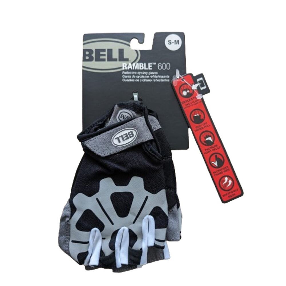 BELL RAMBLE 600 Reflective Cycling Gloves-Black/Grey-Small/Medium-NWT-M51